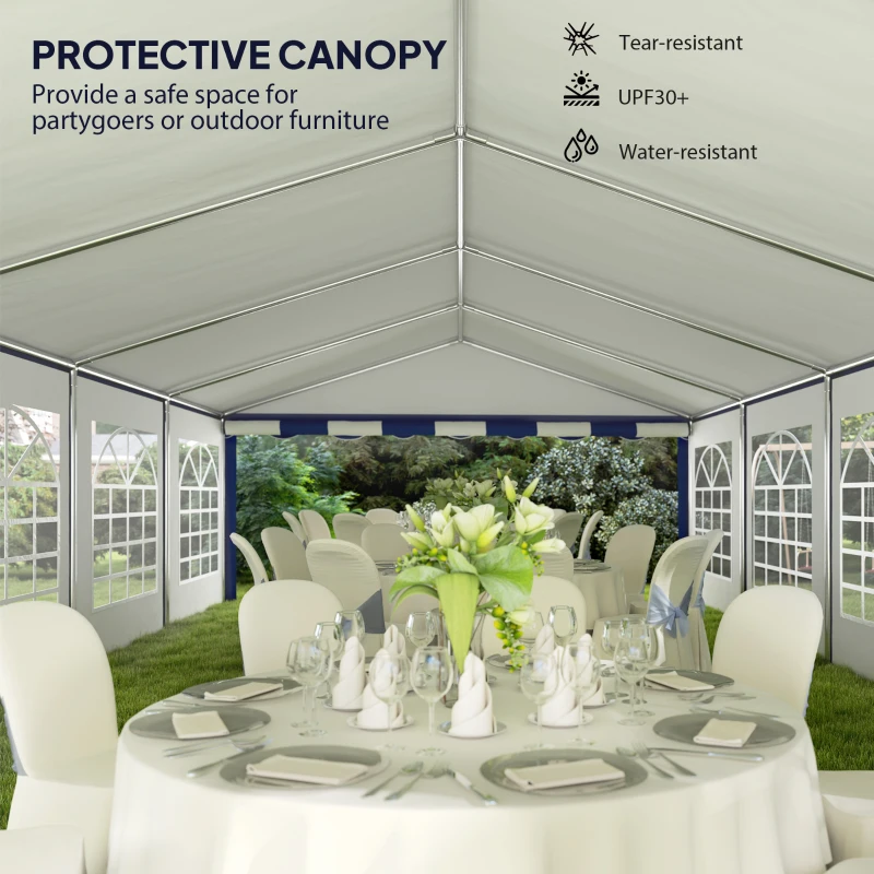 Outsunny 16.5' x 33' Large Party Tent, Heavy Duty Outdoor Canopy Tent with Removable Sidewalls, 10 Windows, Blue