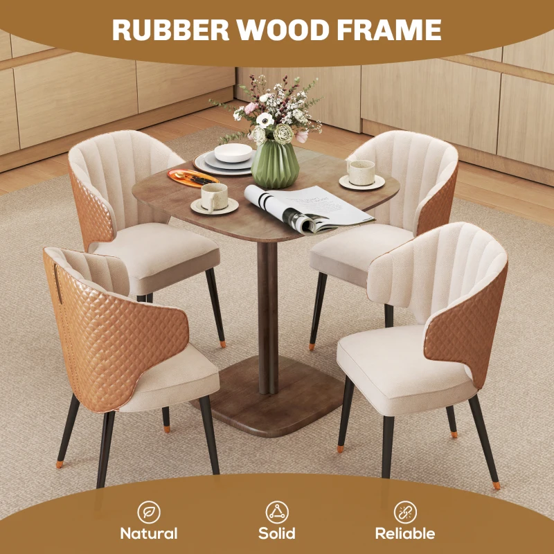 HOMCOM Dining Table for 4 People - Modern Kitchen Table with Wood-Effect Top, 27.6" x 27.6", Dark Brown