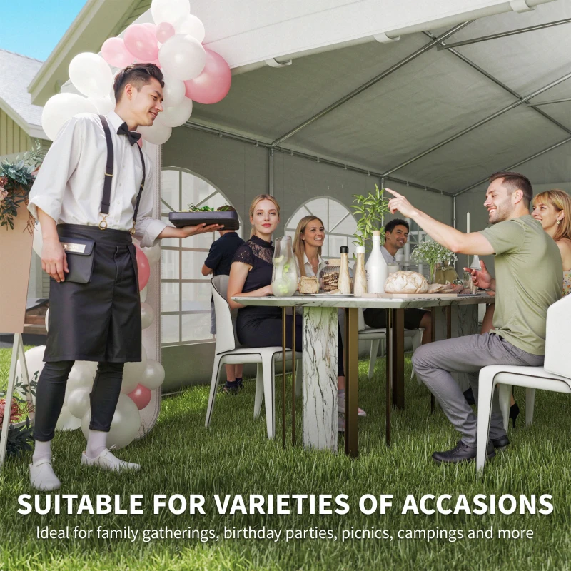 Outsunny 20' x 20' Heavy-duty Large Wedding Tent, Outdoor Carport Garage Party Tent, Patio Gazebo Canopy with Sidewall, White