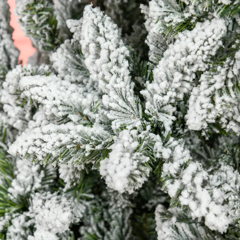 HOMCOM 7.5' Tall Unlit Snow Flocked Pine Artificial Christmas Tree with Realistic Branches, Green