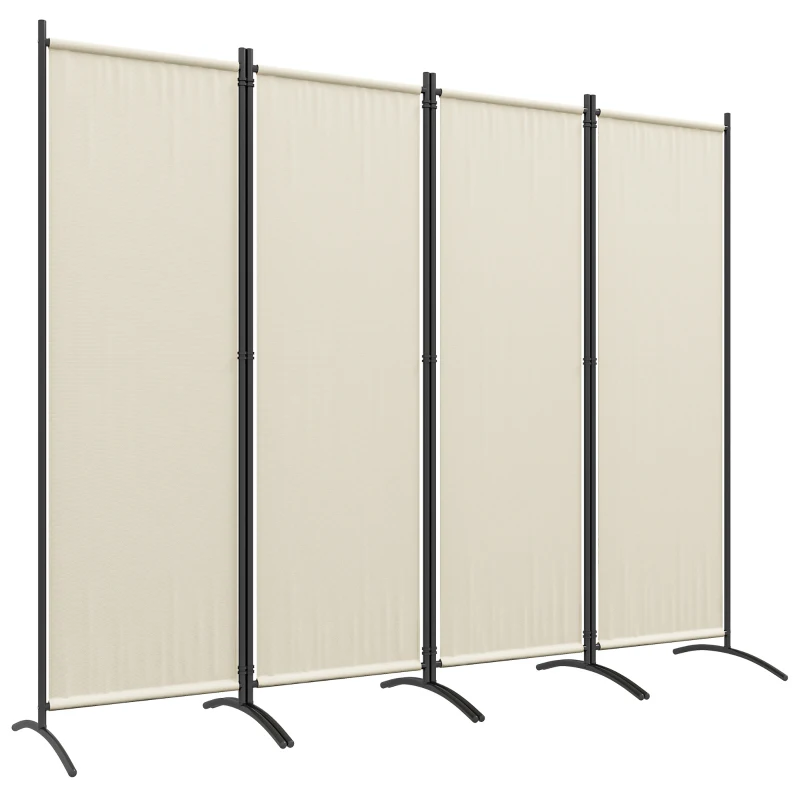 Outsunny Folding Room Divider, Privacy Screen for Home Office Bedroom, 5.6FT Tall, Cream White