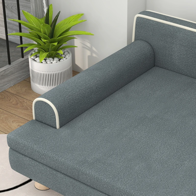 PawHut Dog Bed, Large Dog Couch with Washable Cover, Wooden Legs, Elevated Fancy Foam Pet Sofa for Medium & Large Breeds, Gray