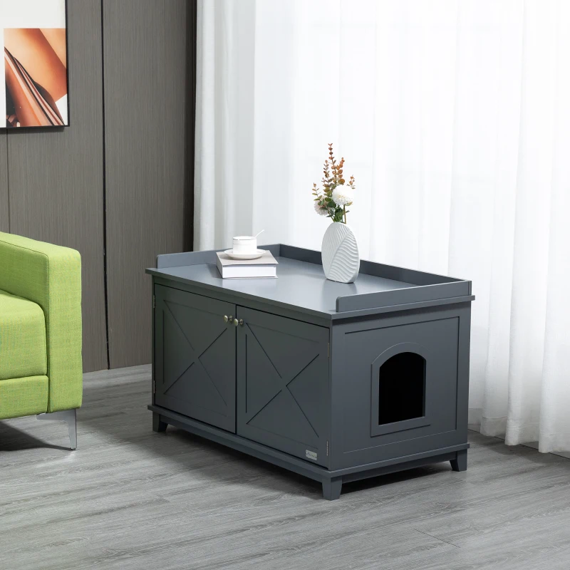 PawHut Cat Litter Box Furniture with Large Hidden Storage
