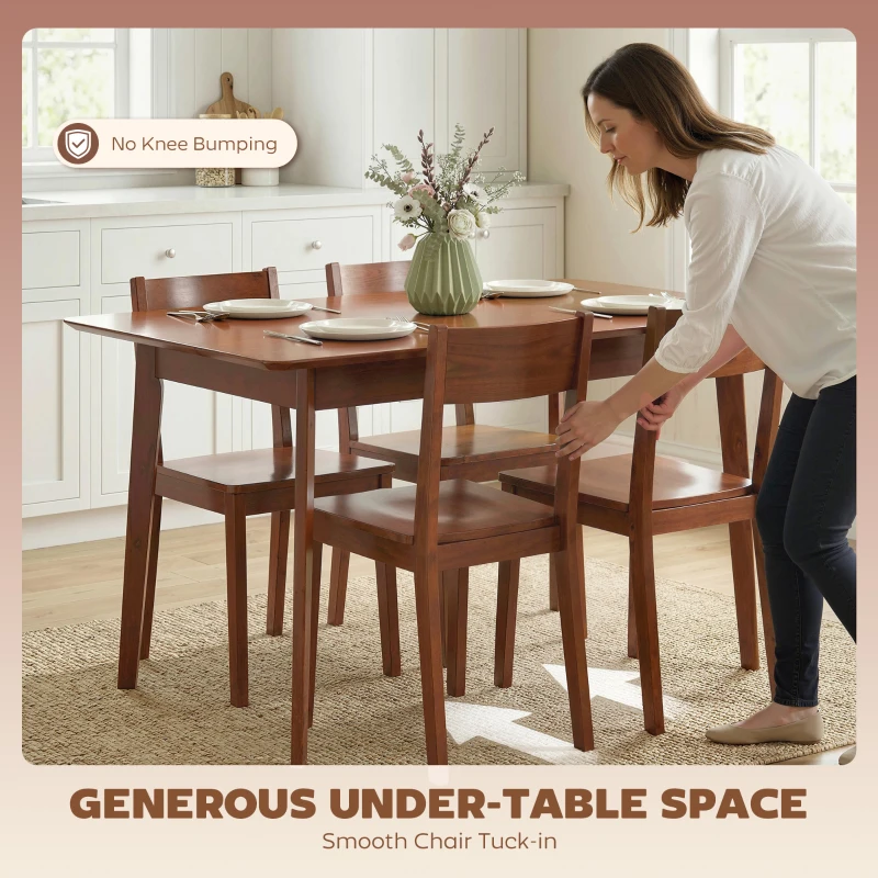 HOMCOM 47.2" Rectangle Dining Table for 4, Mid-Century Modern Kitchen Table with Rubber Wood Legs for Dining Room, Walnut