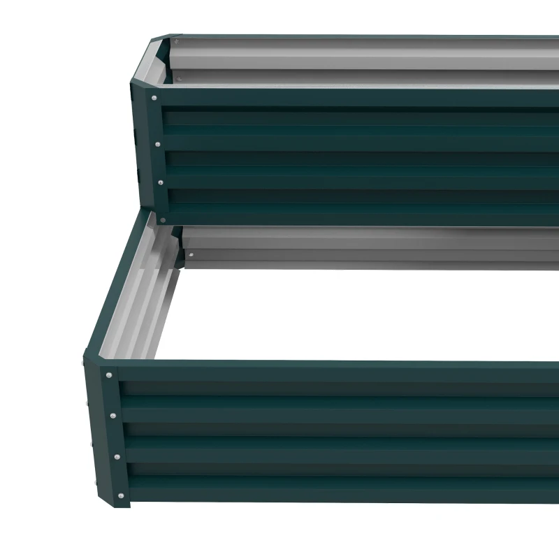 Outsunny 2 Tier Galvanized Raised Garden Bed, Steel Planter Box for Vegetables, Flowers, Herbs, 47" x 40" x 23", Green