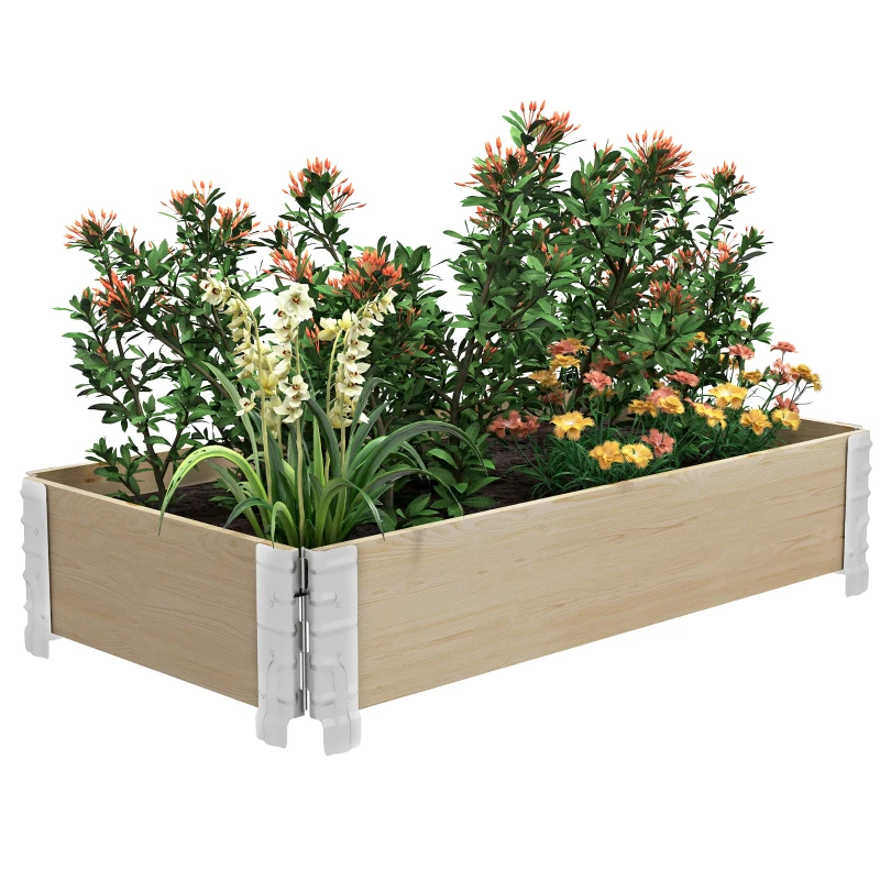 Outsunny Raised Garden Bed, Foldable Wooden Planters for Outdoor Vegetables, Flowers, Herbs, Plants, Easy Assembly