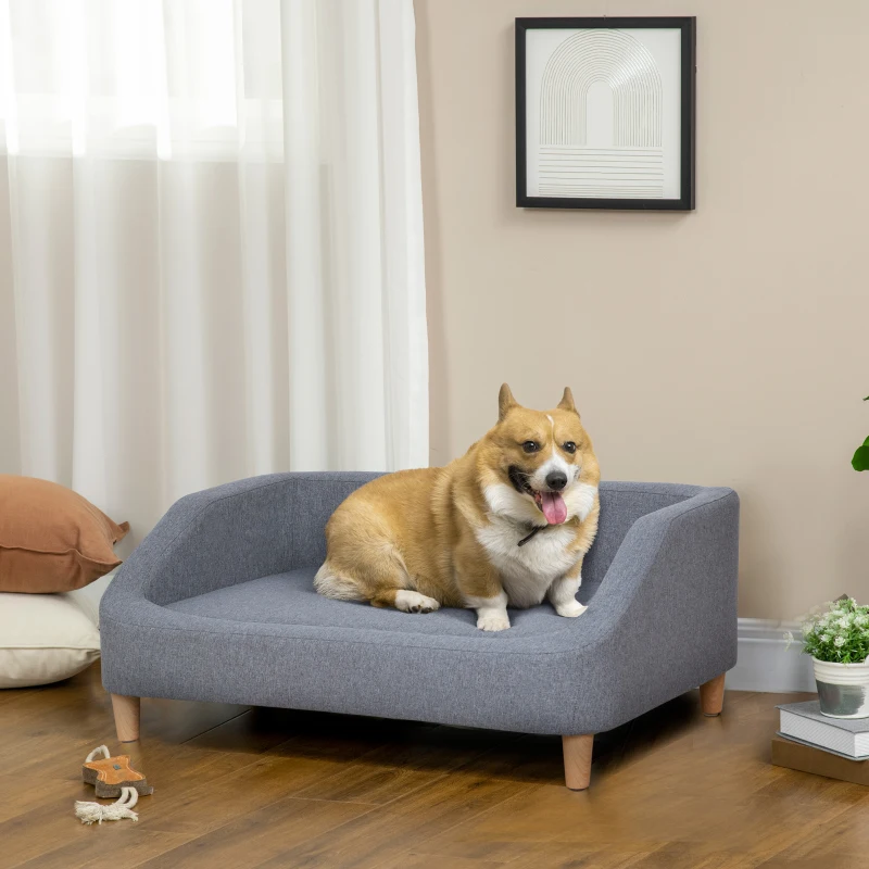 PawHut 38" Dog Sofa for Dogs Up to 55 lbs, Gray