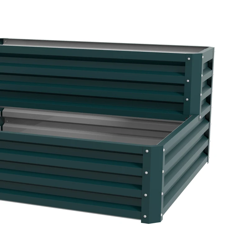 Outsunny 2 Tier Galvanized Raised Garden Bed, Steel Planter Box for Vegetables, Flowers, Herbs, 47" x 40" x 23", Green