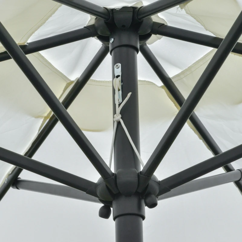 Outsunny Patio Sun Umbrella, Outdoor Parasol with 6 Ribs, Cream White