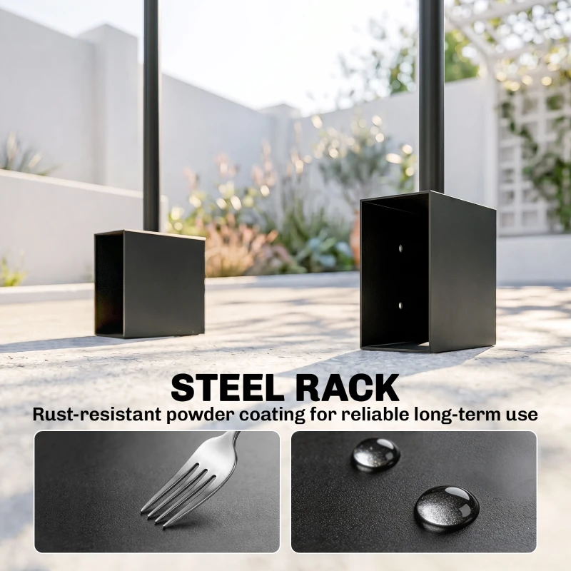 Outsunny DIY Firewood Rack with Customisable Width, Heavy Duty Steel Log Store Indoors, Log Storage Bracket Holder, Black