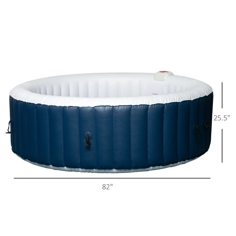 Outsunny 4-6 Person Inflatable Portable Hot Tub Outdoor Round Heated Spa with 130 Jets, Cover, Filter Cartridges, Blue