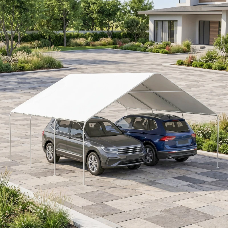 Outsunny 19' x 19.5' Carport, Portable Garage and Patio Canopy Tent, Anti-UV Cover for Car, Truck, Boat, Catering, Wedding