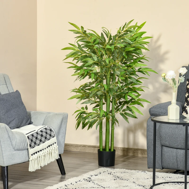 HOMCOM 4.5FT Artificial Bamboo Tree, Decorative Faux Plant in Nursery Pot for Indoor or   Decor
