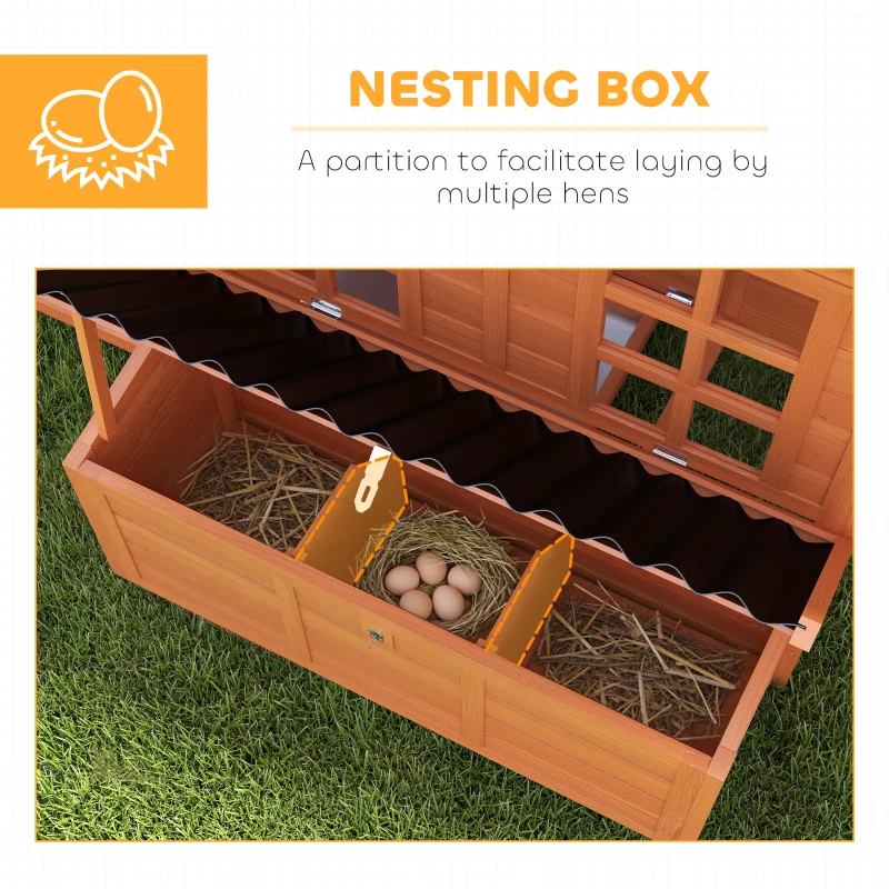 PawHut Wooden Chicken Coop with Nesting Box, Pull-Out Tray, Waterproof Roof, 39" Chicken House for 2-4 Chickens, Rabbits