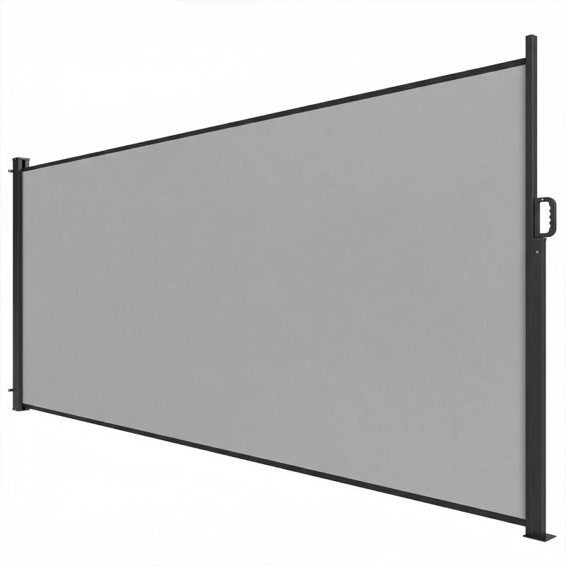 Outsunny Retractable Side Awning, 165" x 73" Outdoor Privacy Screen, Water-Resistant, UV 50+, Light Grey