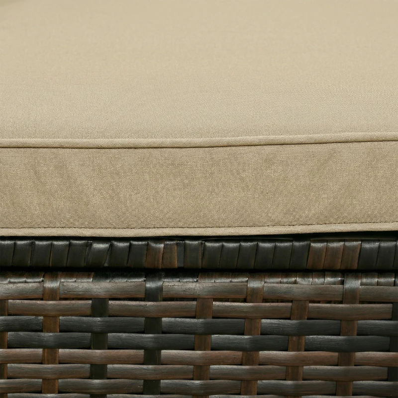 Outsunny 3 Pieces Patio Furniture Set with Cushions, Outdoor PE Rattan Wicker Conversation Corner Sofa Set, Khaki