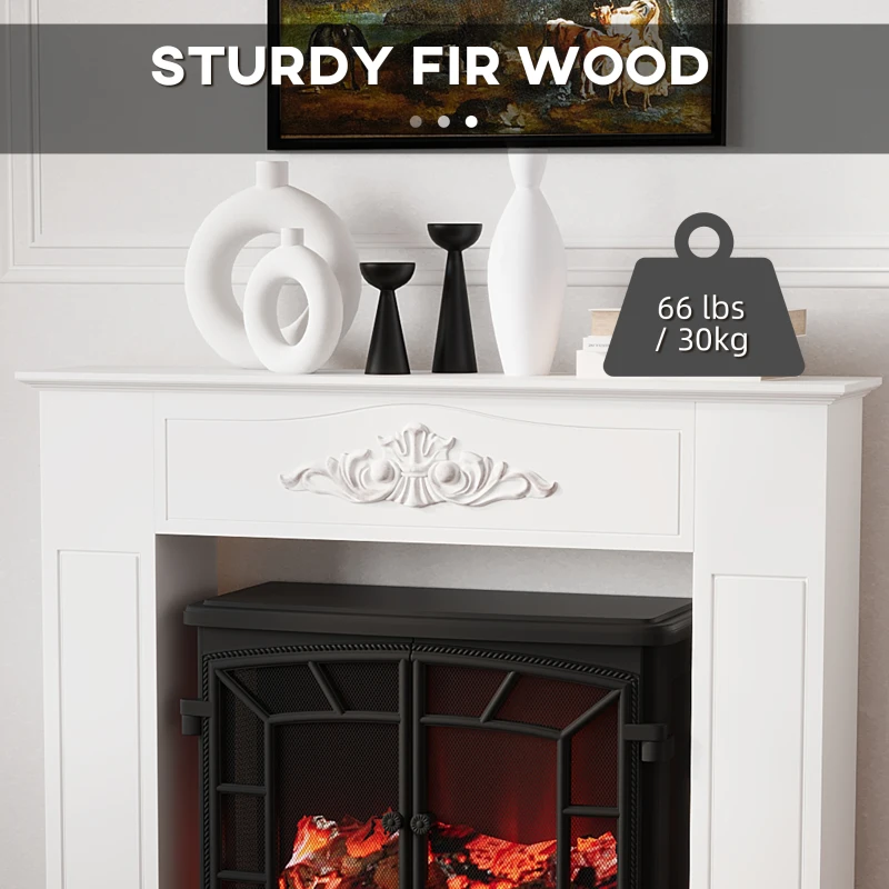 HOMCOM Freestanding Fireplace Surround, Modern Fireplace Mantel with Leg for Electric Fireplaces, 44.7" W x 40" H, White