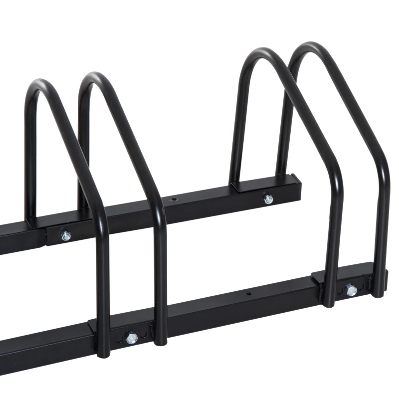 HOMCOM 5-Bike Bicycle Floor Parking Rack Cycling Storage Stand Ground Mount Garage Organizer for Indoor and Outdoor Use Black