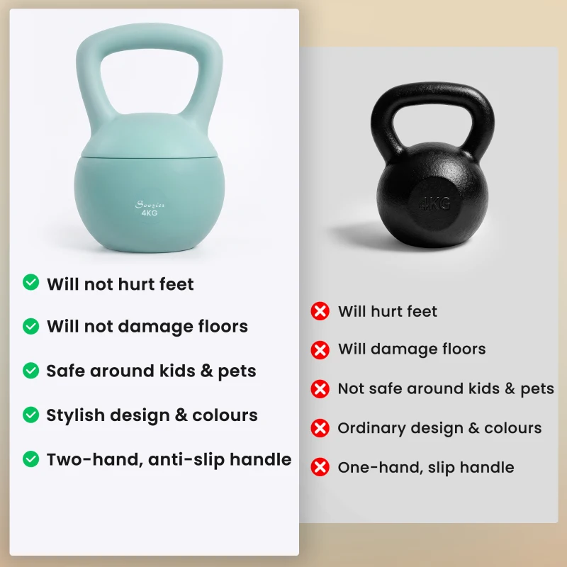 Soozier 9 lb Soft Kettlebell, Sand Filled Weight w/ Grip Handle, Kettlebell Weight for Full Body Workout, Green