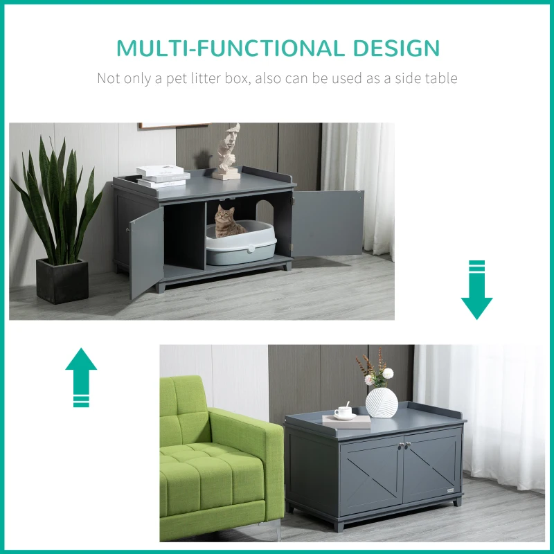 PawHut Cat Litter Box Furniture with Large Hidden Storage