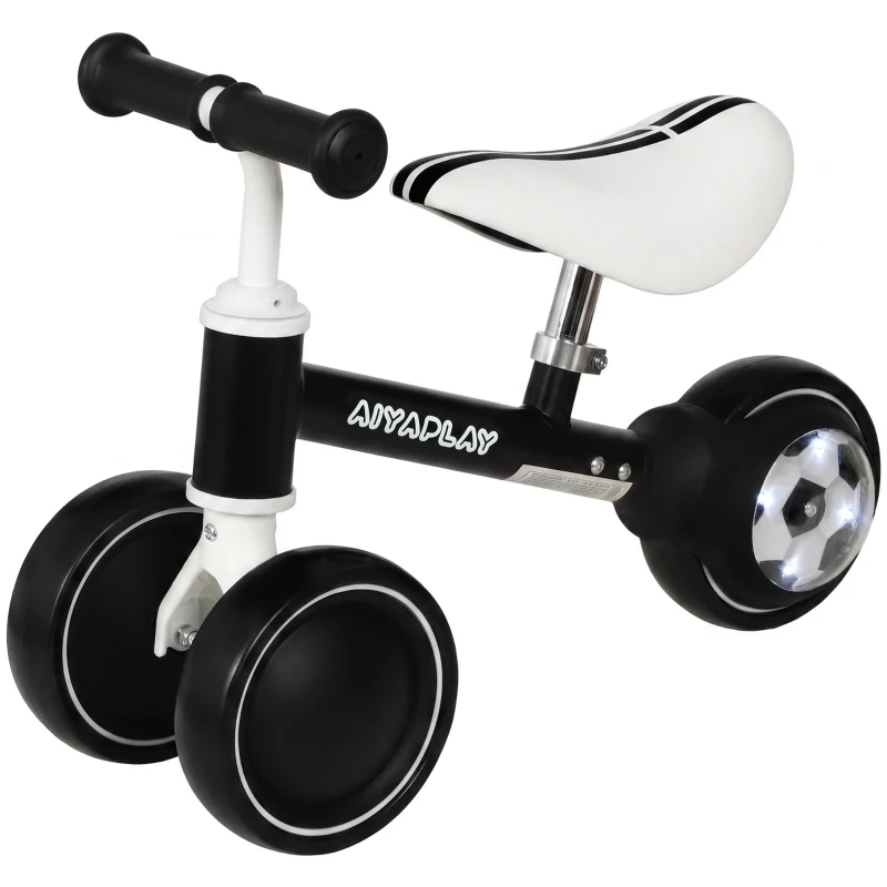 Qaba Balance Bike, Baby Bike with 135° Steering Limit & Lighting Rear Wheels for Toddlers 12-24 Months, Black