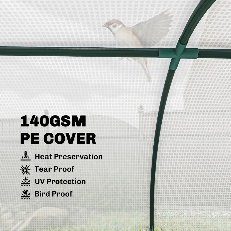 Outsunny Portable Mini Greenhouse, Tunnel Growing Tent with 5 Mesh Windows and Steel Frame,7' x 3' x 2', White