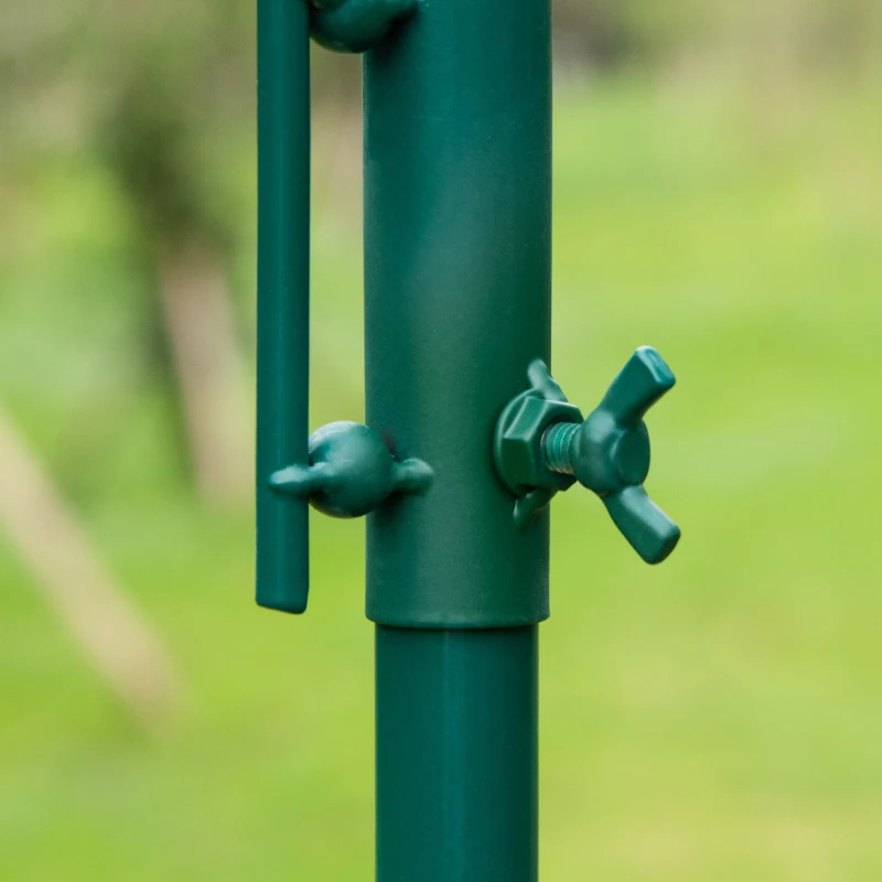PawHut 6 Hook Feeding Station, Steel Multi-Feeder Kit Stand with 4 Bird Feeders, Mesh Tray, Water Dish and 4-Prong Base, Green