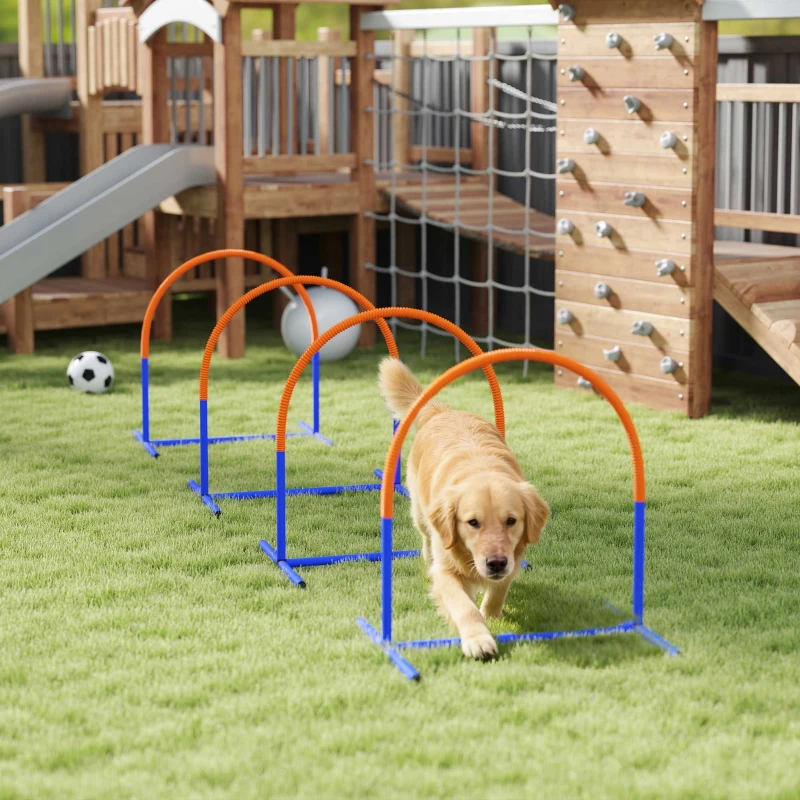 PawHut 4 Piece Dog Agility Training Equipment with Carrying Bag, Blue
