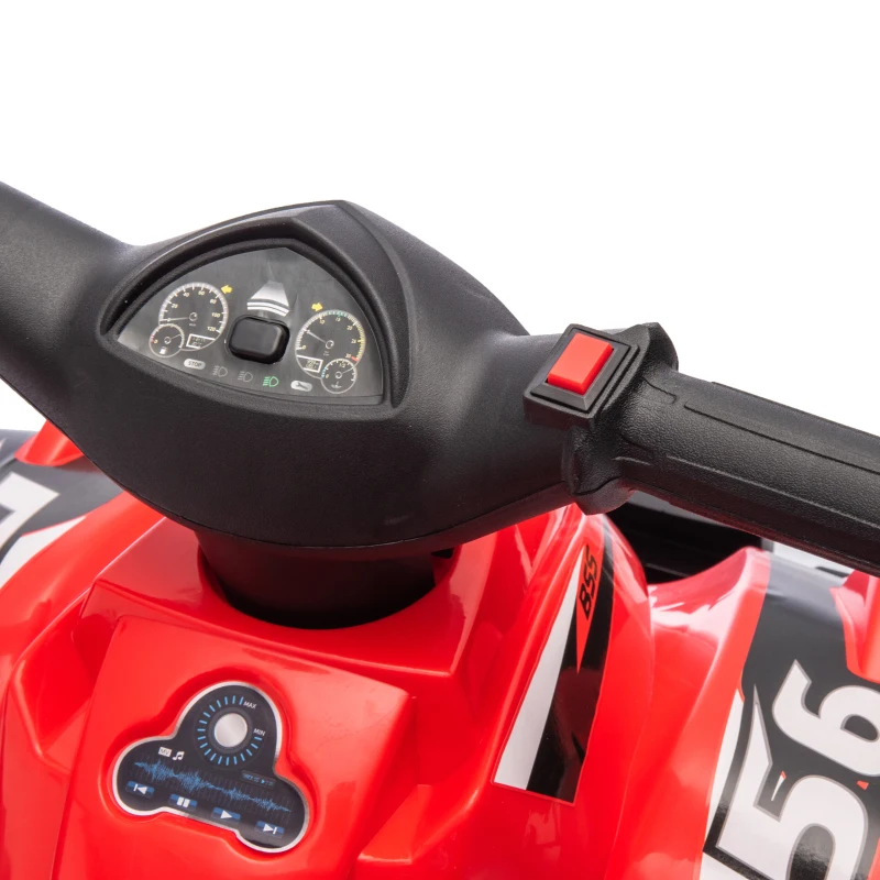 Qaba 6V Kids ATV, 4 Wheeler Quad Car w/ Music for 2-6 Years, Red