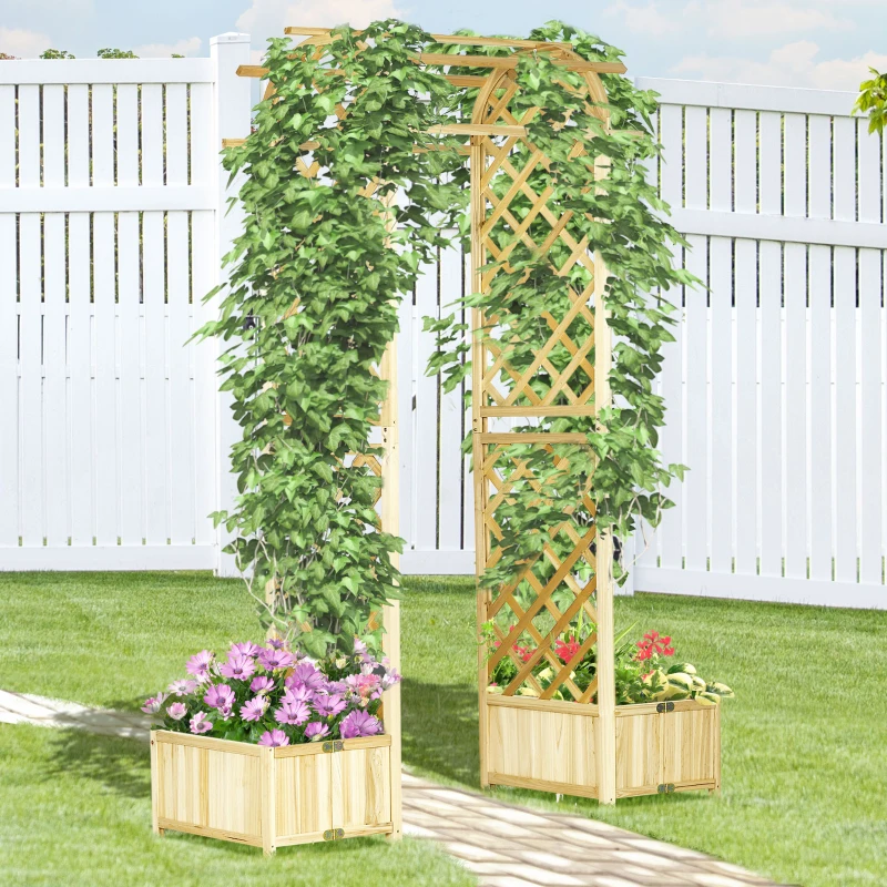 Outsunny 7.5' Wooden Wedding Arch, Garden Arch Arbor for Climbing Plants & Trellis Design, Great for Vines, or as Balloon Decoration Stand for Indoor Outdoor Ceremony, Party, Backdrop, Natural