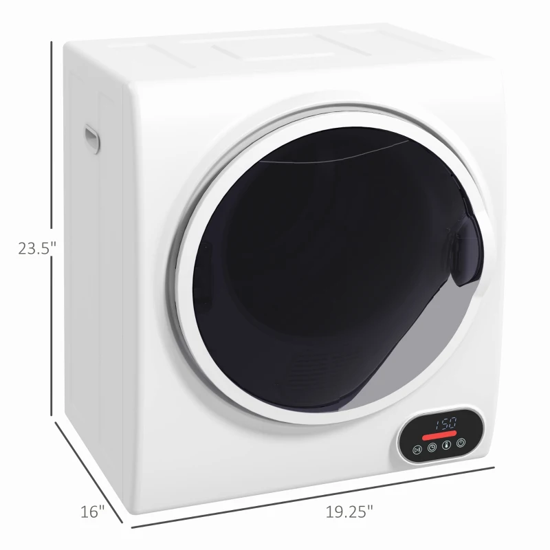 HOMCOM 1.5 cu.ft Portable Compact Clothes Laundry Dryer with Intelligent Drying for Apartments Dorms RVs, 850W, White