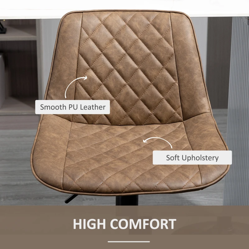 HOMCOM Bar Stools Set of 2, Swivel Counter Height Barstools with Back, Footrest, Adjustable Height, Dark Brown