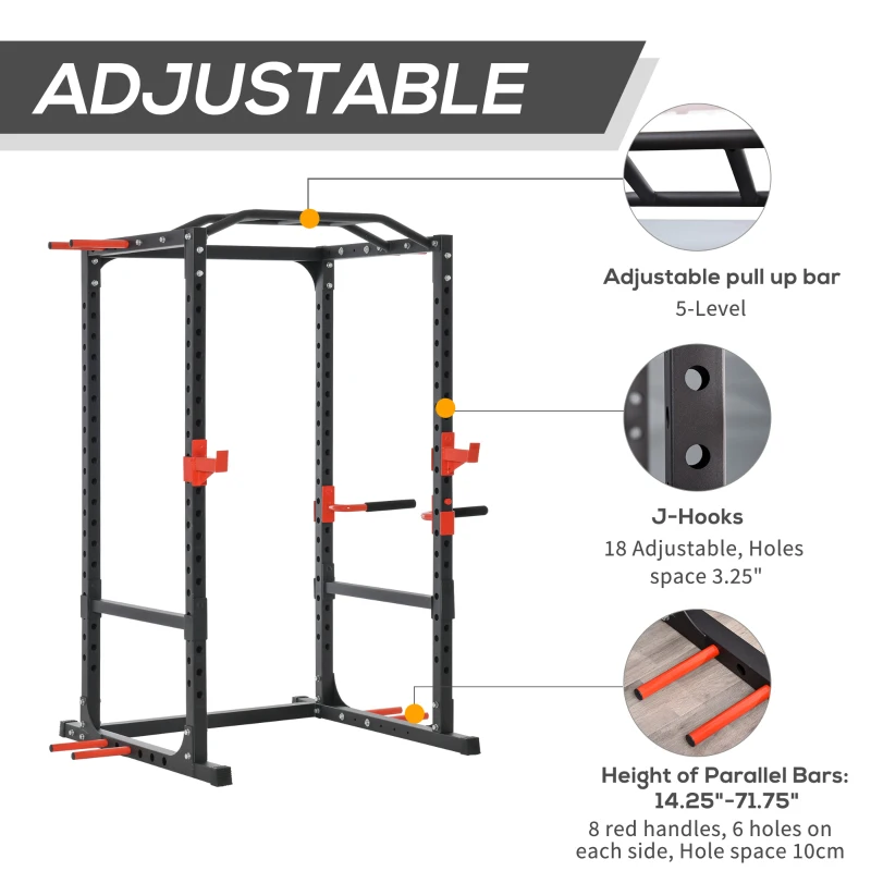 Soozier Power Tower Pull Up Bar Squat Rack Power Cage At Home Workout Equipment,Upper Body Strength Training Equipment