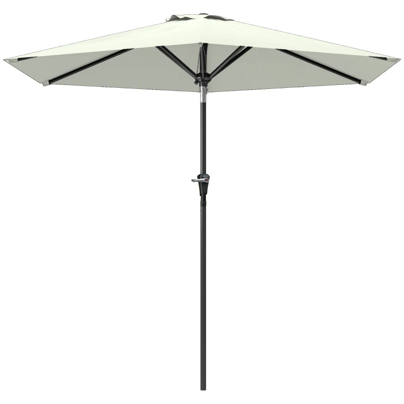 Outsunny Patio Sun Umbrella, Outdoor Parasol with 6 Ribs, Cream White