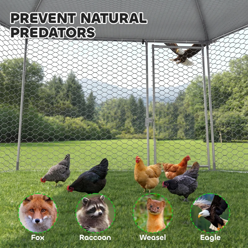 PawHut 13.1 ft x 11.4 ft Chicken Coop for 10-15 Chickens, Ducks, Rabbits