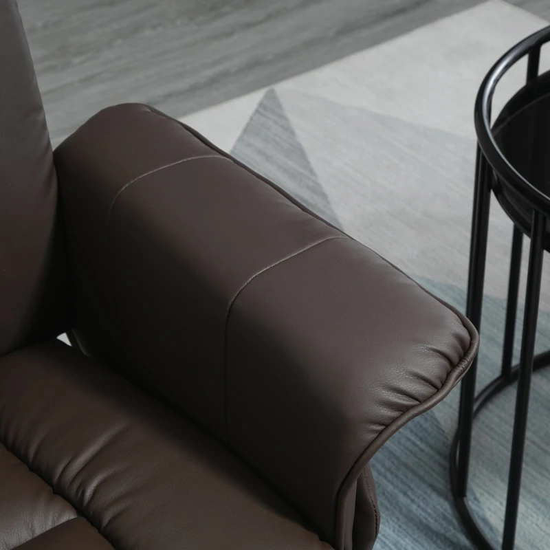 HOMCOM PU Leather Recliner Chair with Ottoman, Swivel Recliner and Ottoman with Round Wrapped Base for Living Room, Brown