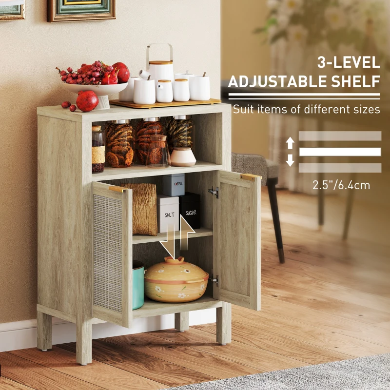 HOMCOM Sideboard Buffet Cabinet with Storage, Modern Accent Cabinet with Adjustable Shelf, Coffee Bar Cabinet, Natural