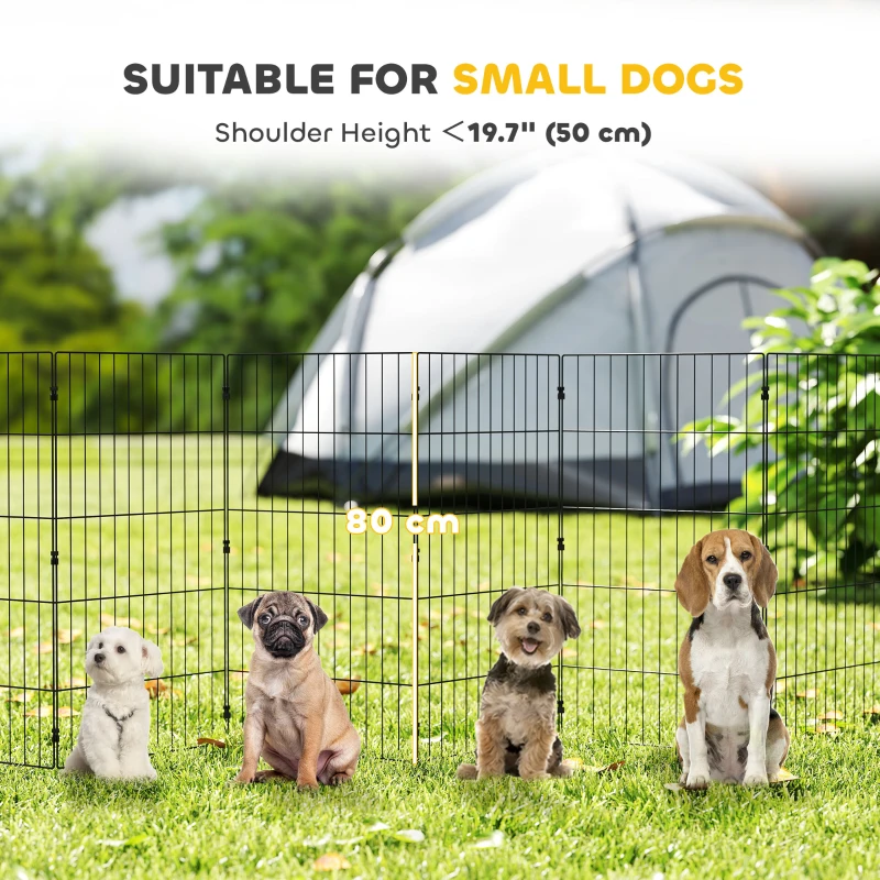 PawHut Foldable Metal Exercise Dog Playpen, Expandable Pet Fence for Small & Medium Dogs, 20" x 32", 8 Panels, Black