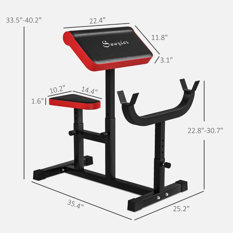 Soozier 265 LBS Preacher Curl Bench for Strength Training, Adjustable Seated Arm Isolated Barbell Dumbbell Bicep Station, Black
