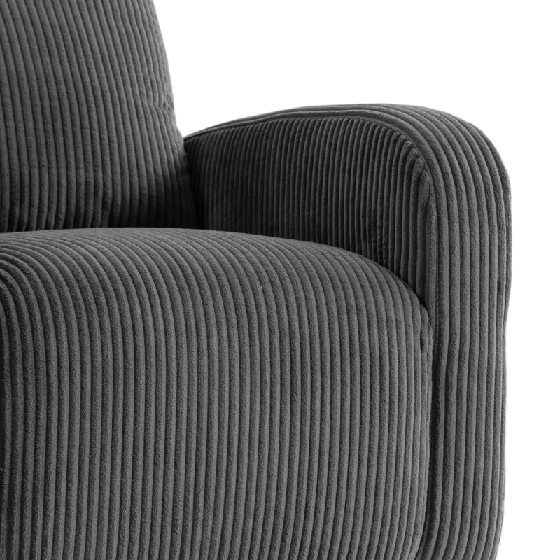 HOMCOM 360° Swivel Accent Chair, Modern Armchair with Thick Backrest & Cushion, Corduroy Upholstered, Dark Grey