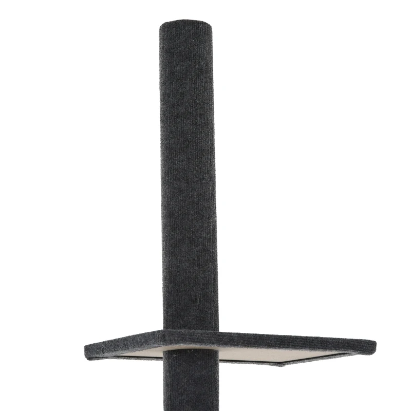 PawHut Floor-to-Ceiling Cat Tree Climbing Tower with Sisal-Covered Scratching Posts Natural Cat Tree Activity Center for Kittens Tower Furniture, Gray