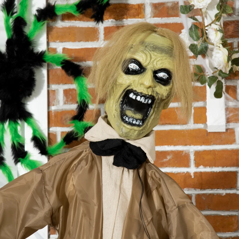Outsunny 72" Life Size Outdoor Halloween Decorations Zombie, Animated Prop Animatronic Decor with Sound and Motion Activated, Light Up Eyes, Howling Sound