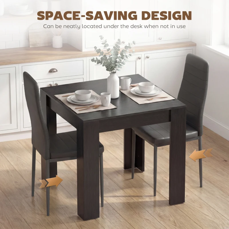 HOMCOM Dining Table Set for 2, Square Kitchen Table and Chairs, Dining Room Table and PU Leather Upholstered Chairs, Black