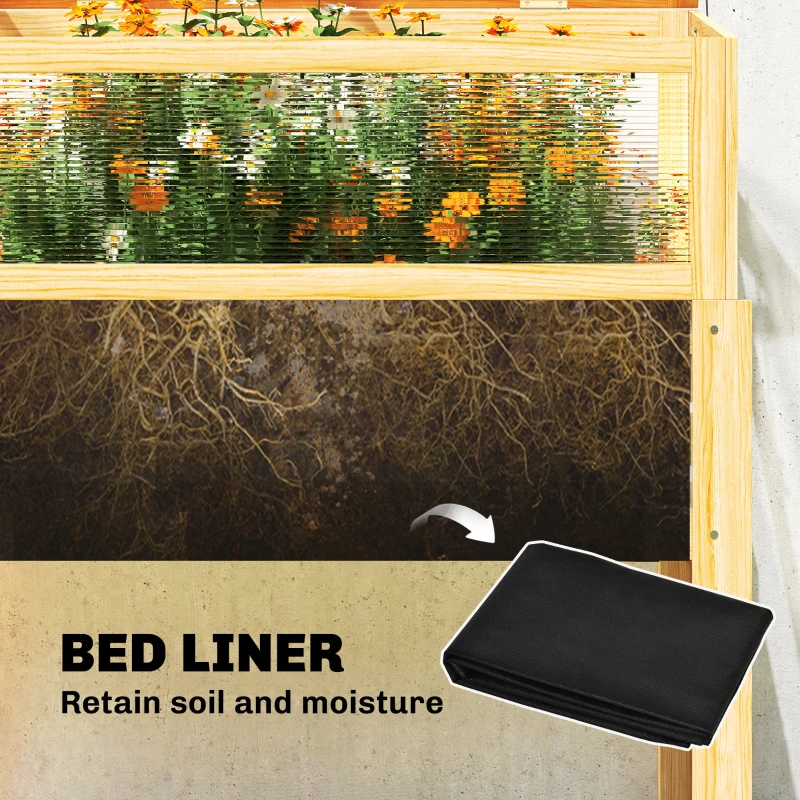 Outsunny Raised Garden Bed with Mini Greenhouse, Elevated Planter Box with Legs and Bed Liner for Flowers, Vegetables