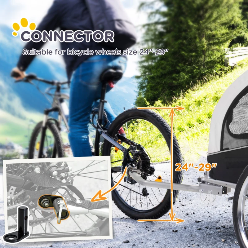 Aosom Dog Bike Trailer 2-In-1 Pet Stroller with Canopy and Storage Pockets, White