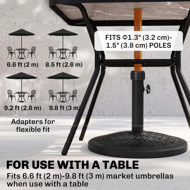 Outsunny 31lbs Concrete Round Patio Umbrella Base Holder, Outdoor Market Umbrella Stand Weight for Lawn, Deck, Backyard, Garden, Black