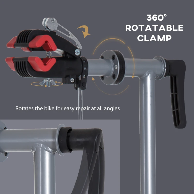 HOMCOM Bike Repair Work Stand Adjustable Telescopic Arm 70.75" Rack Tool Tray Cycle