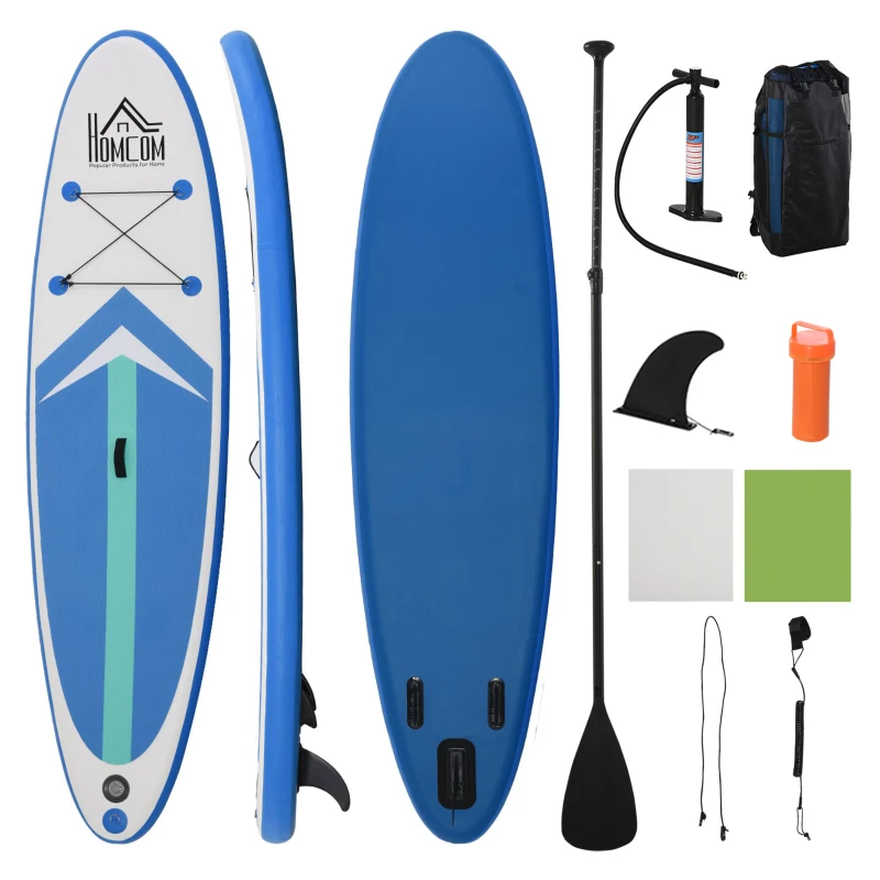 Soozier Inflatable Stand Up Paddle Board Ultra-Light Yoga SUP with Non-Slip Deck Pad, Premium Accessories, Waterproof Bag, Safety Leash and Hand Pump for Surfing, Touring and Fishing, Blue