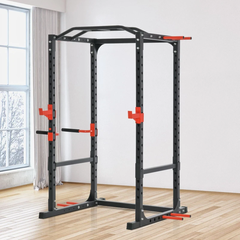 Soozier Power Tower Pull Up Bar Squat Rack Power Cage At Home Workout Equipment,Upper Body Strength Training Equipment