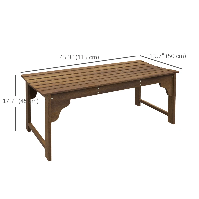 Outsunny Wooden Garden Bench, Patio Double Park Bench with Slatted Seat, Front Porch Backless Bench, Teak
